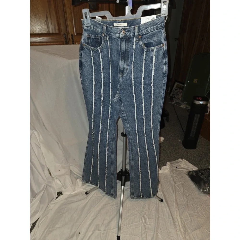 pacsun womens jeans white striped Front. 28